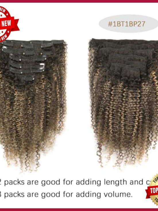 Curly Clip-In Hair Extensions 16 Inch Remy Human Hair 120g